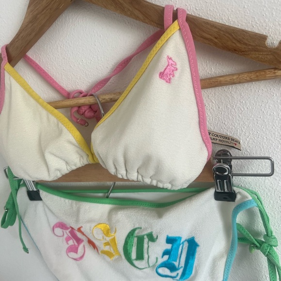 Y2K Vintage Juicy Couture Terry Cloth Rainbow Jumpsuit, size small - Picture 10 of 13